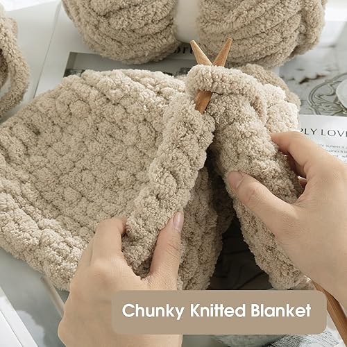 Vista 88 de HOMBYS Hilo de felpilla grueso verde salvia para tejer a mano, esponjoso, suave, jumbo, hilo súper voluminoso para manta gruesa, hilo para tejer