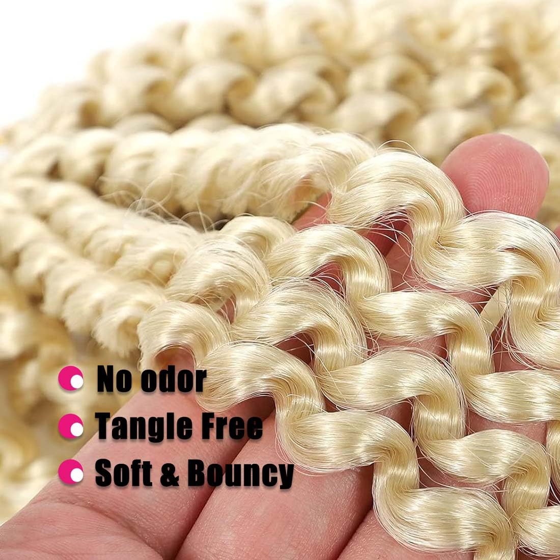 Passion Twist Hair 24Inch 6Packs Passion Twist Crochet Hair Blonde Water Wave Crochet Hair (24 Inch (Pack of 6) 613#) …