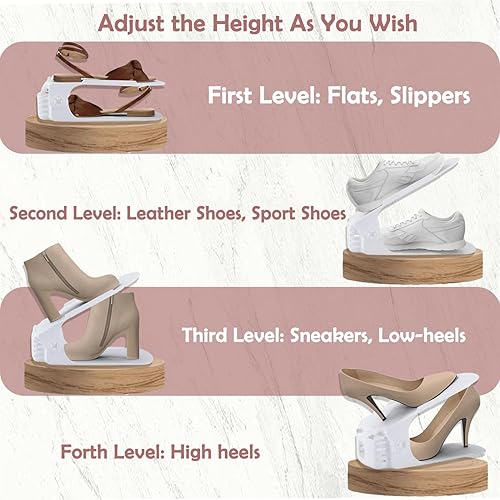 Miniatura 4 de Organizador de ranuras para zapatos, paquete de 20 con bolsa de almacenamiento, estante para zapatos, apilador de zapatos, ahorro de espacio de