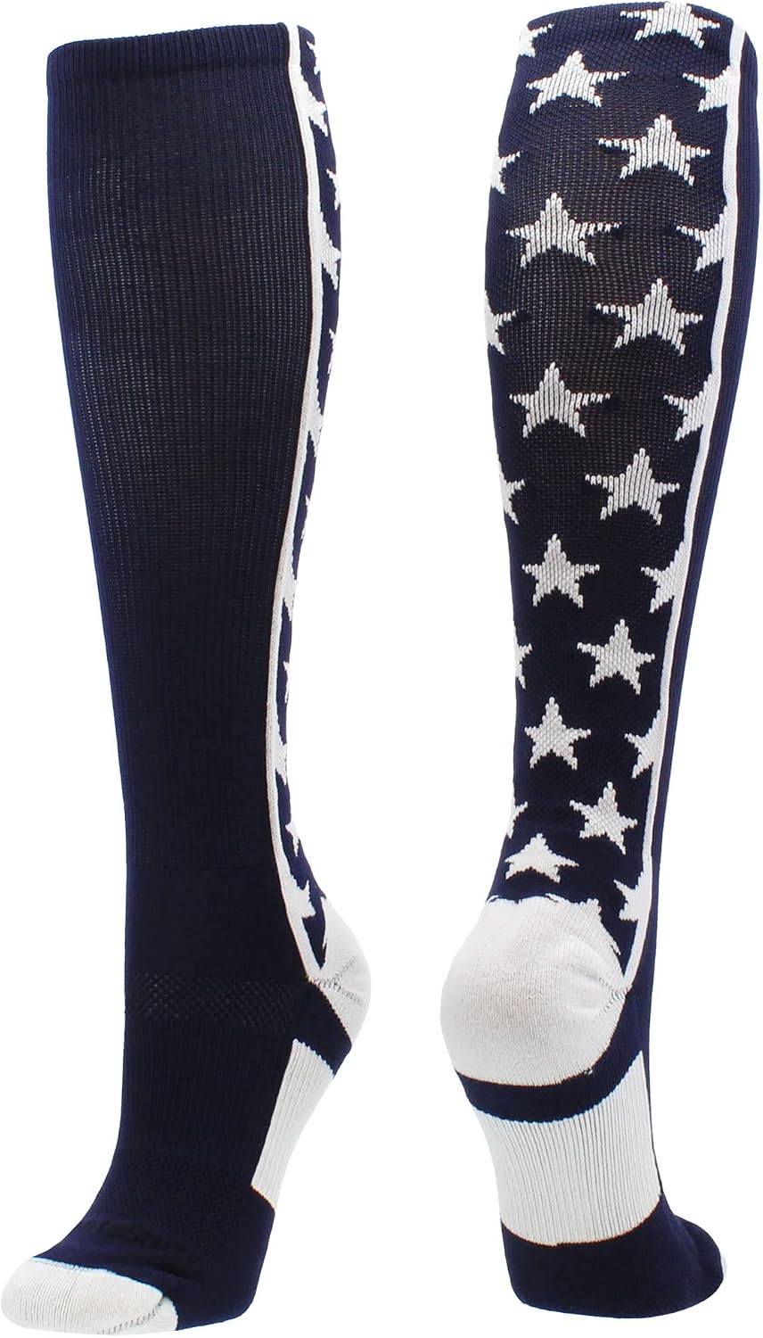 MadSportsStuff All Stars Socks with Stars for Baseball Softball Football Youth and Adult Boys Girls Men Women Over the Calf