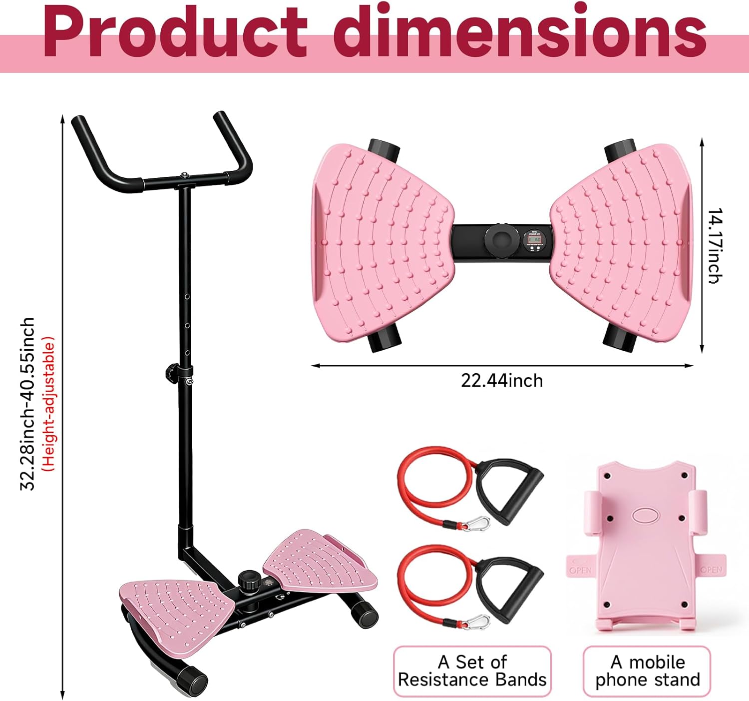 Waist Twister Machine Exercise with Handlebar, Ab Twister Board with Phone Holder, 330lbs Capacity, Workout for Slim Waist and Core Ab Exercise, Ultra-Quiet Home Gym Equipment for Women Men