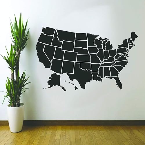 Miniatura 3 de Calcomanía de vinilo para pared, mapa de Estados Unidos, 23 x 37 pulgadas, mapa de América del Norte de los 50 estados, decoración de calcomanías