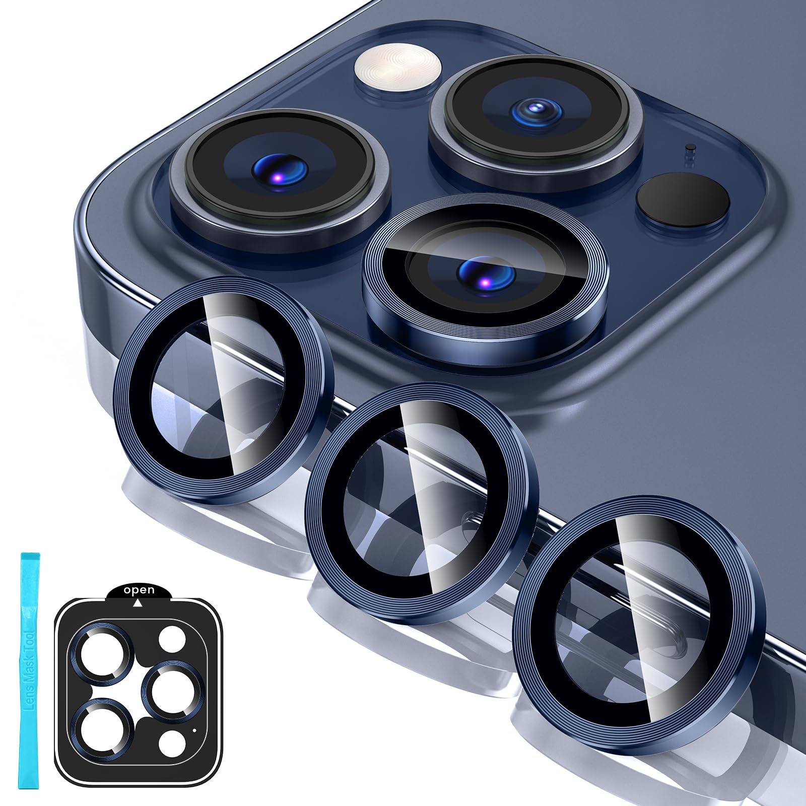 Tensea Camera Lens Protector Compatible for iPhone 15 Pro Max/15 Pro/16 Pro Max/16 Pro, Metal Aluminum Alloy Tempered Glass Cover Camera Screen Protector Accessories, Case Friendly