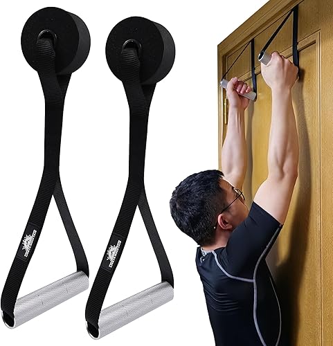 Lights Mountain Manijas portátiles para puerta con agarres de metal de aluminio resistente, adecuadas para entrenamientos de fuerza en el hogar y