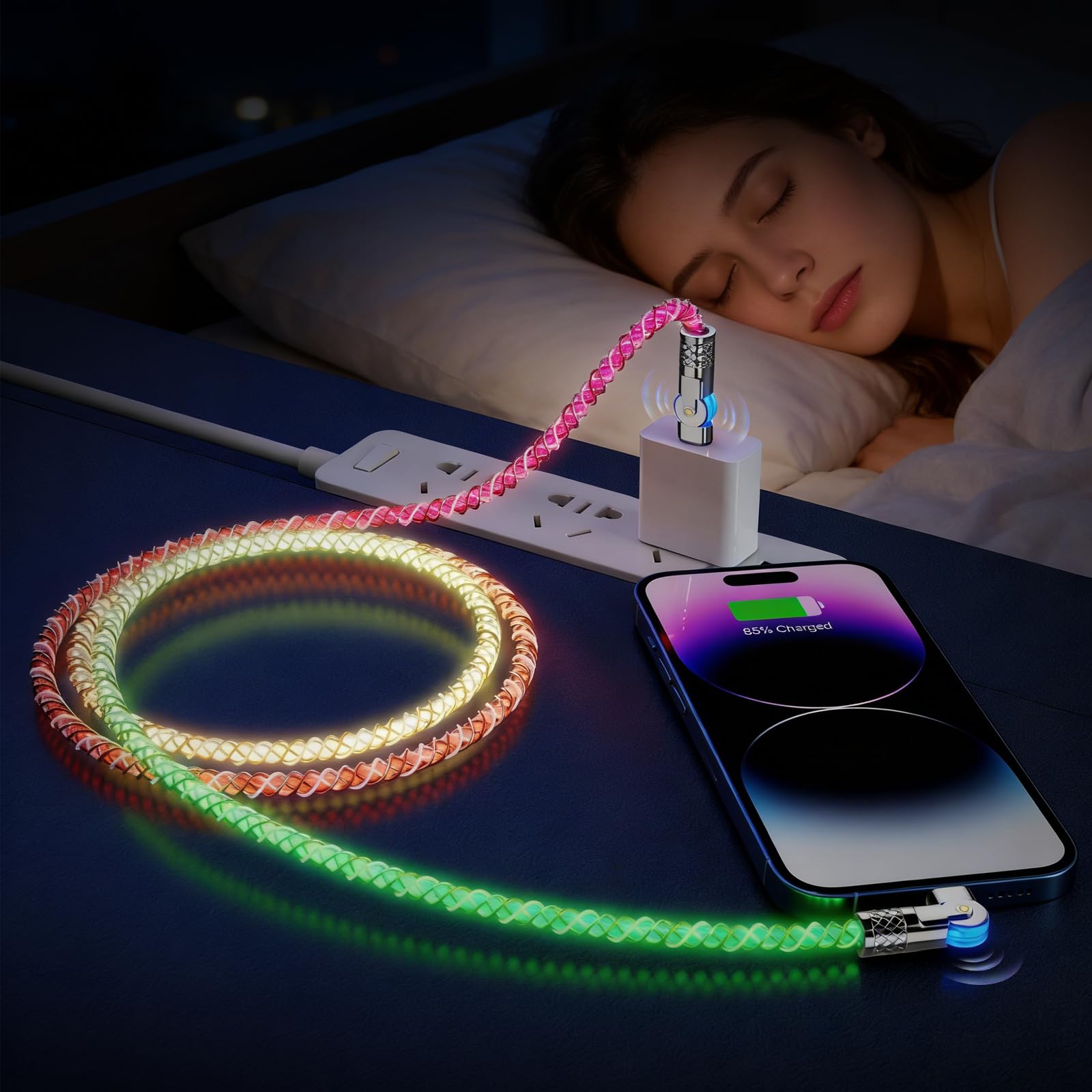 Amazon.co.jp: 双方向 90度 LED ライトアップ カラフル 流れる USB C