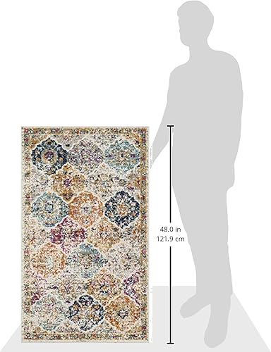 Miniatura 2 de Safavieh Madison Collection MAD611B - Alfombra decorativa con diseño bohemio, desgastado y elegante de medallones florales y enrejado, resistente a