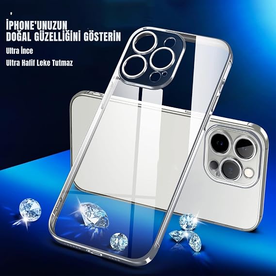 MADNOVA Transparent Phone Case Compatible with Apple iPhone 15 Pro, Camera Protected Silicone Case