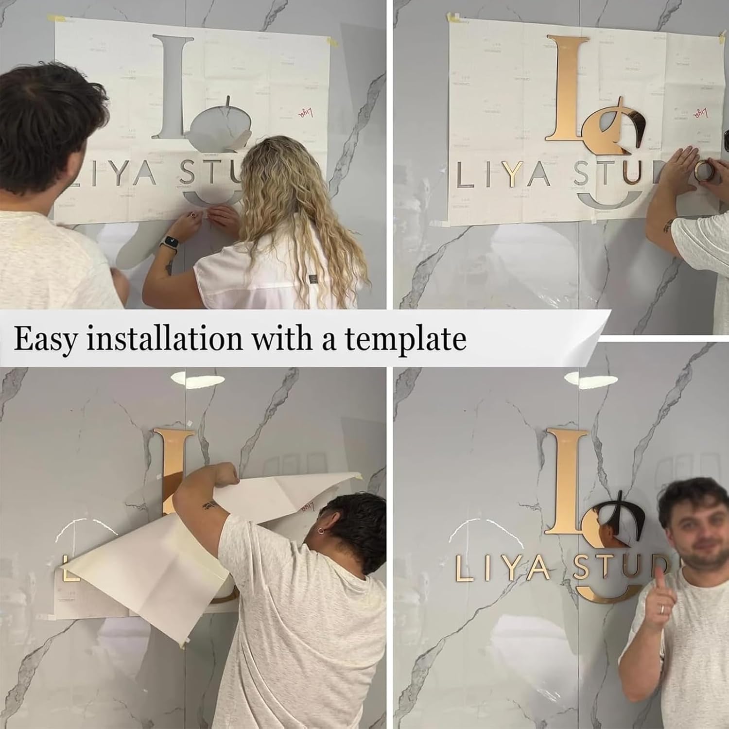 Custom Acrylic Business Logo Wall Sign – Personalized 3D Laser Cut Logo Sign for Office, Storefront, Reception, Salon, Business Wall Decor, 10–100 Inches (Gold)