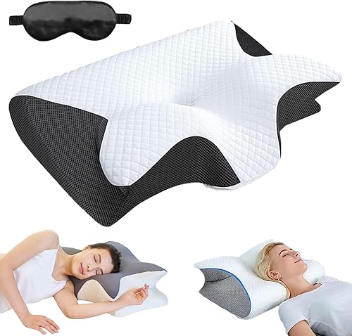 Restora - Almohada para la apnea del sueño, almohada de tracción cervical Restora, almohadas ergonómicas para dormir de lado para aliviar el dolor,