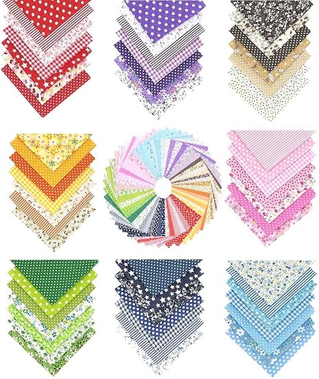 Amazon Idealeben 56枚入り はぎれセット 生地 布 花柄 手芸用 綿100 はぎれ ストライプ水玉 パッチワークセット 25 25cm 布 生地 通販