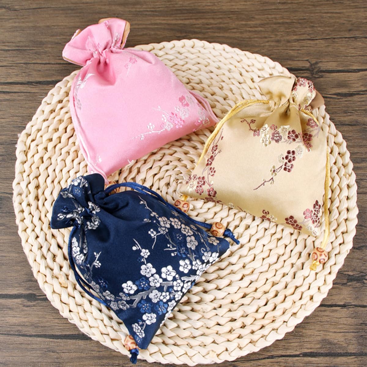 Amazon.co.jp: Snadulor シルク巾着バッグ 20個 中国シルクブロケード