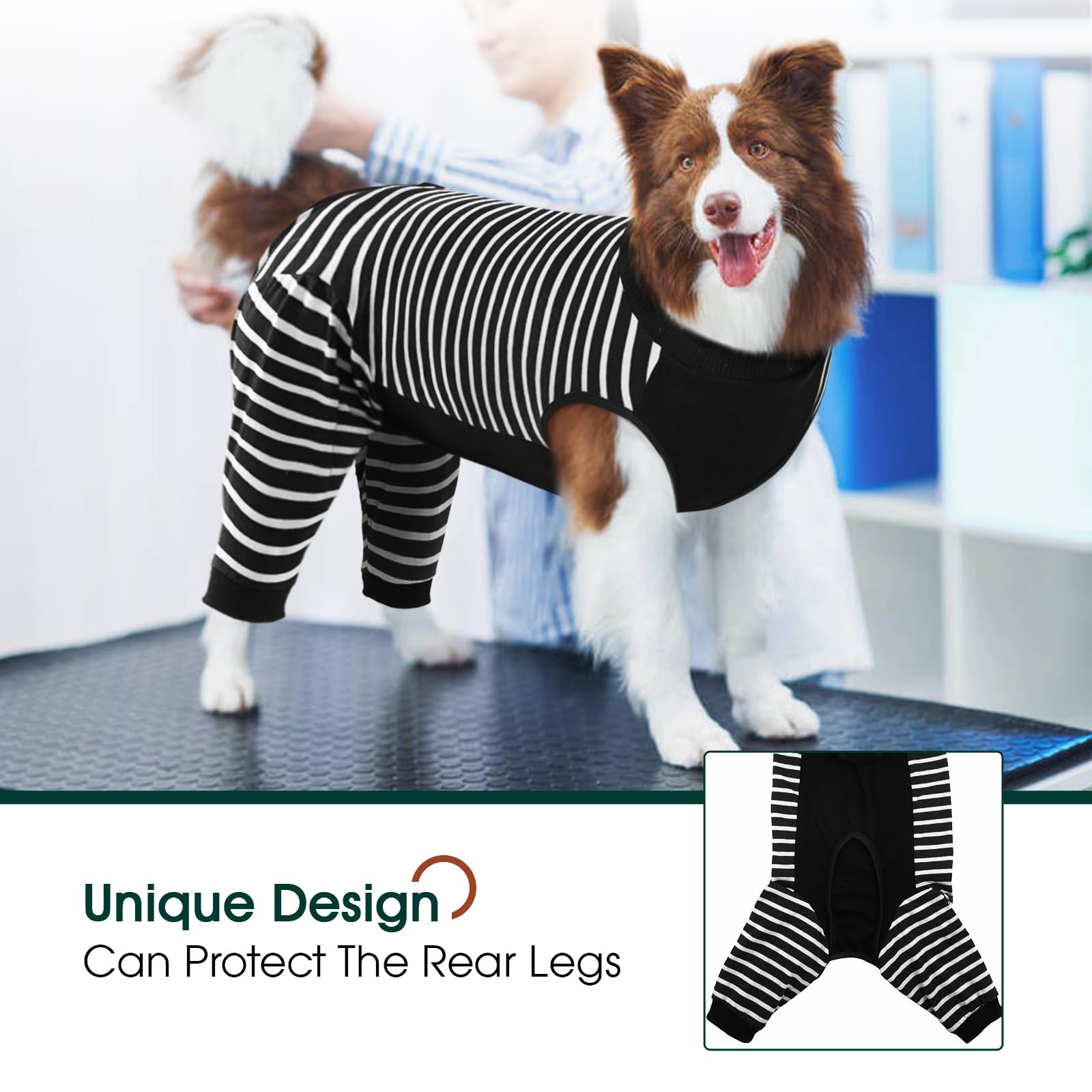 Kuoser OP Body para perro de castración, para perros después de la operación, con piernas antifugas para la pierna trasera, alternativa al cuello del cuello, 3XL oscuro