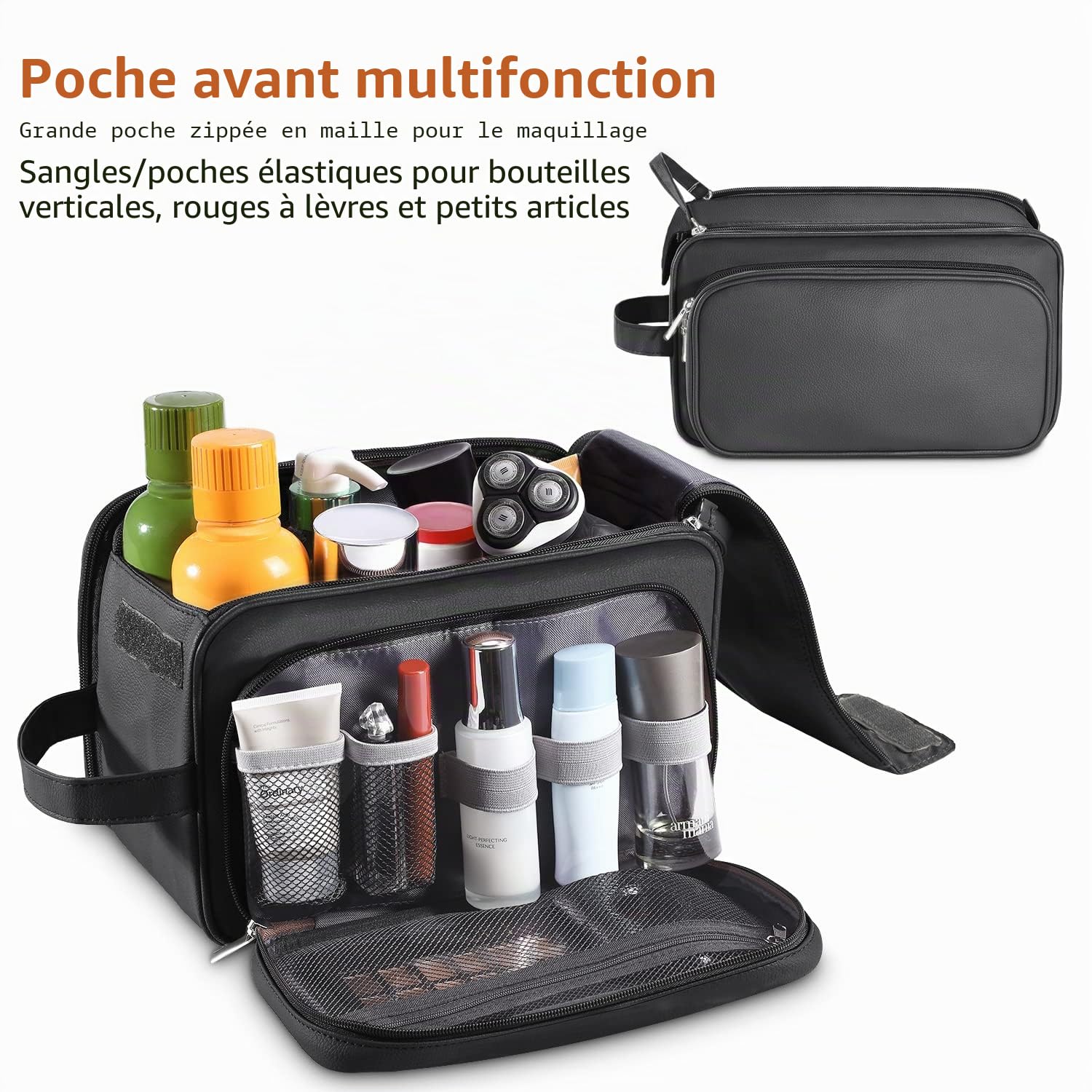 Grande Trousse de Toilette pour Homme, en Cuir synthétique, Trousse de Toilette de Voyage, Trousse de Toilette, Trousse de Rasage imperméable pour Accessoires de Toilette, Trousse de Toilette,