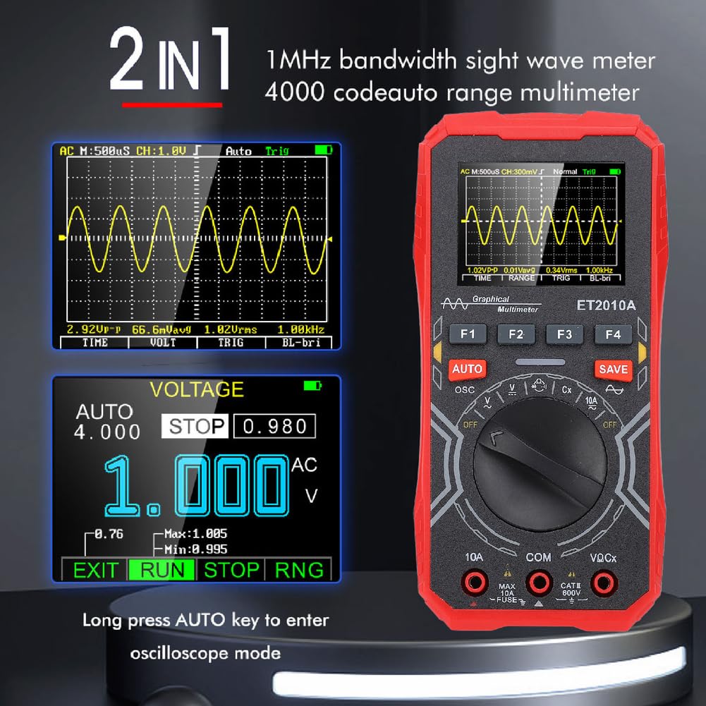 ET2010A Multimetro Oscilloscopio Portatile Con 10A 250V Fusibili AC DC Tensione Corrente Capacitanza Test