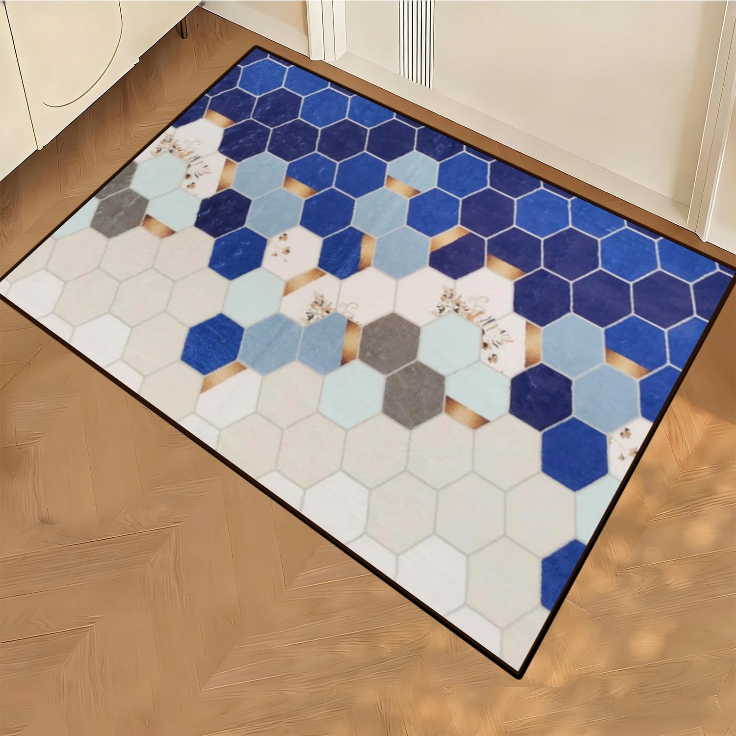 Alfombra de salón geométrica de 60x90 cm con diseño a cuadros vintage
