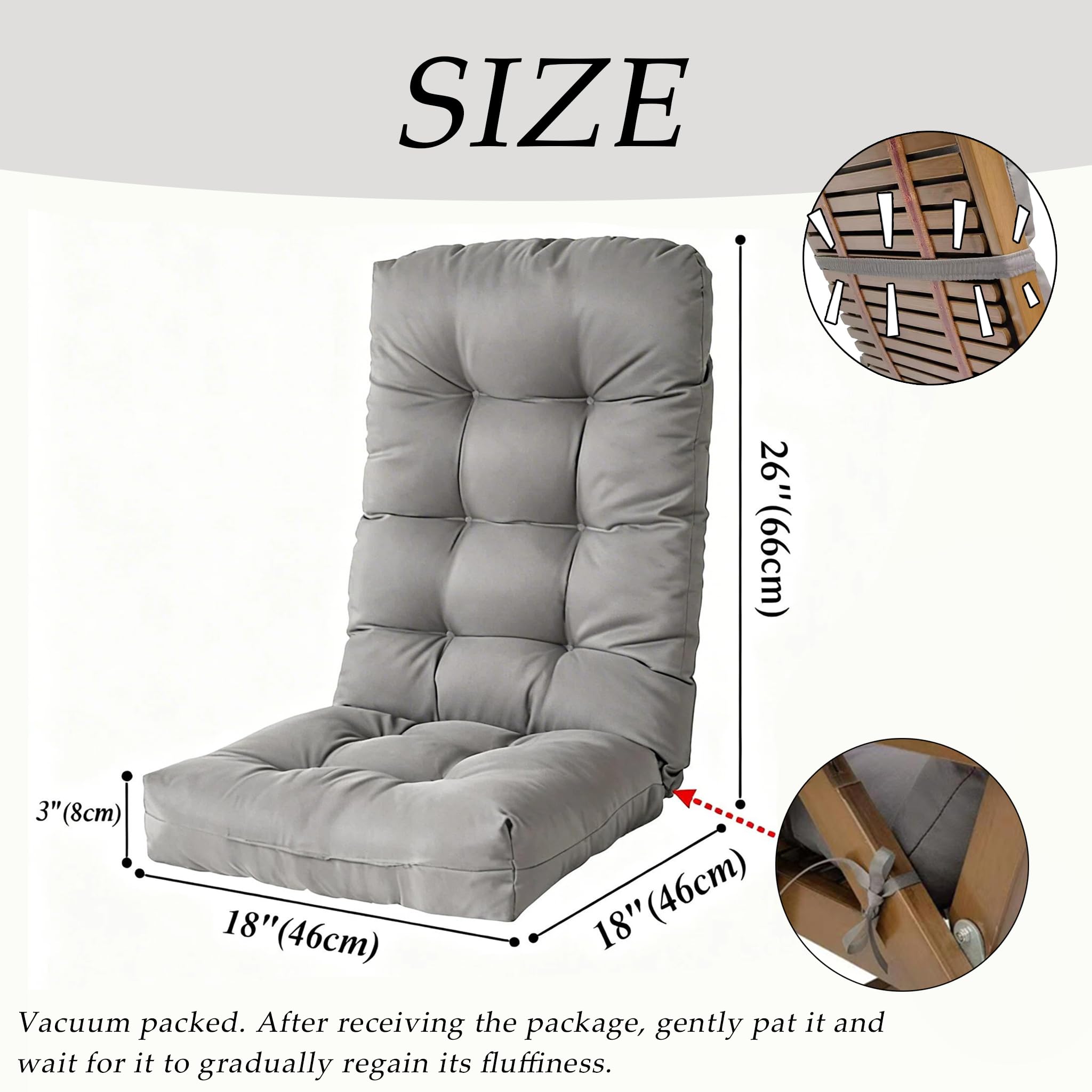 Coussin Chaise Jardin Dossier Haut, 110x50cm Imperméable Épais 8cm