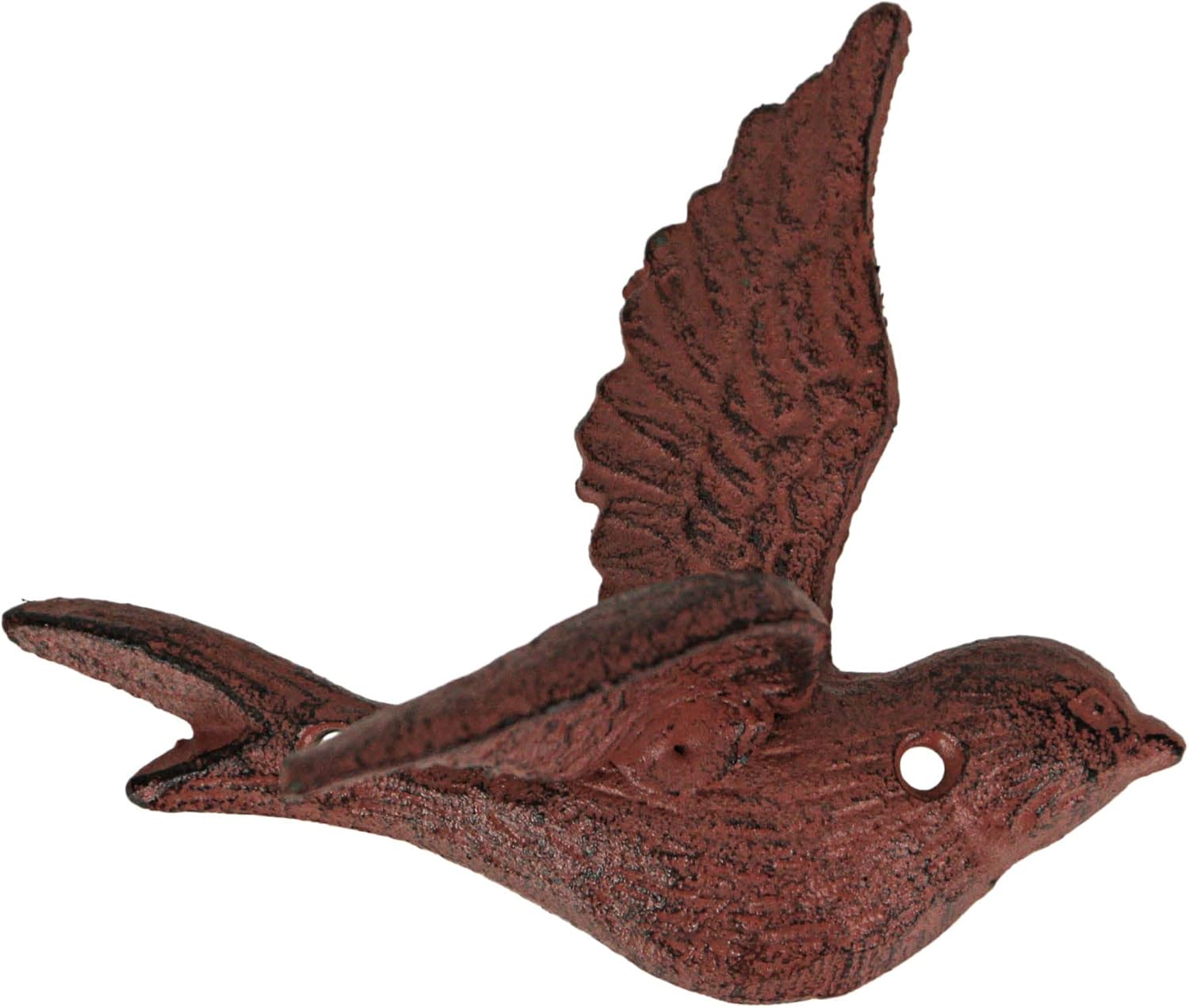 Set of 5 Coastal Coral Cast Iron Flying Bird Sculptures
