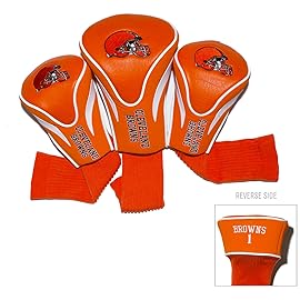 Team Golf NFL Cleveland Browns Contour Golf Club Headcovers (3 Count) Numbered 1, 3, & X, Fits Oversized Drivers, Utility, Rescue & Fairway Clubs, Velour lined for Extra Club Protection
