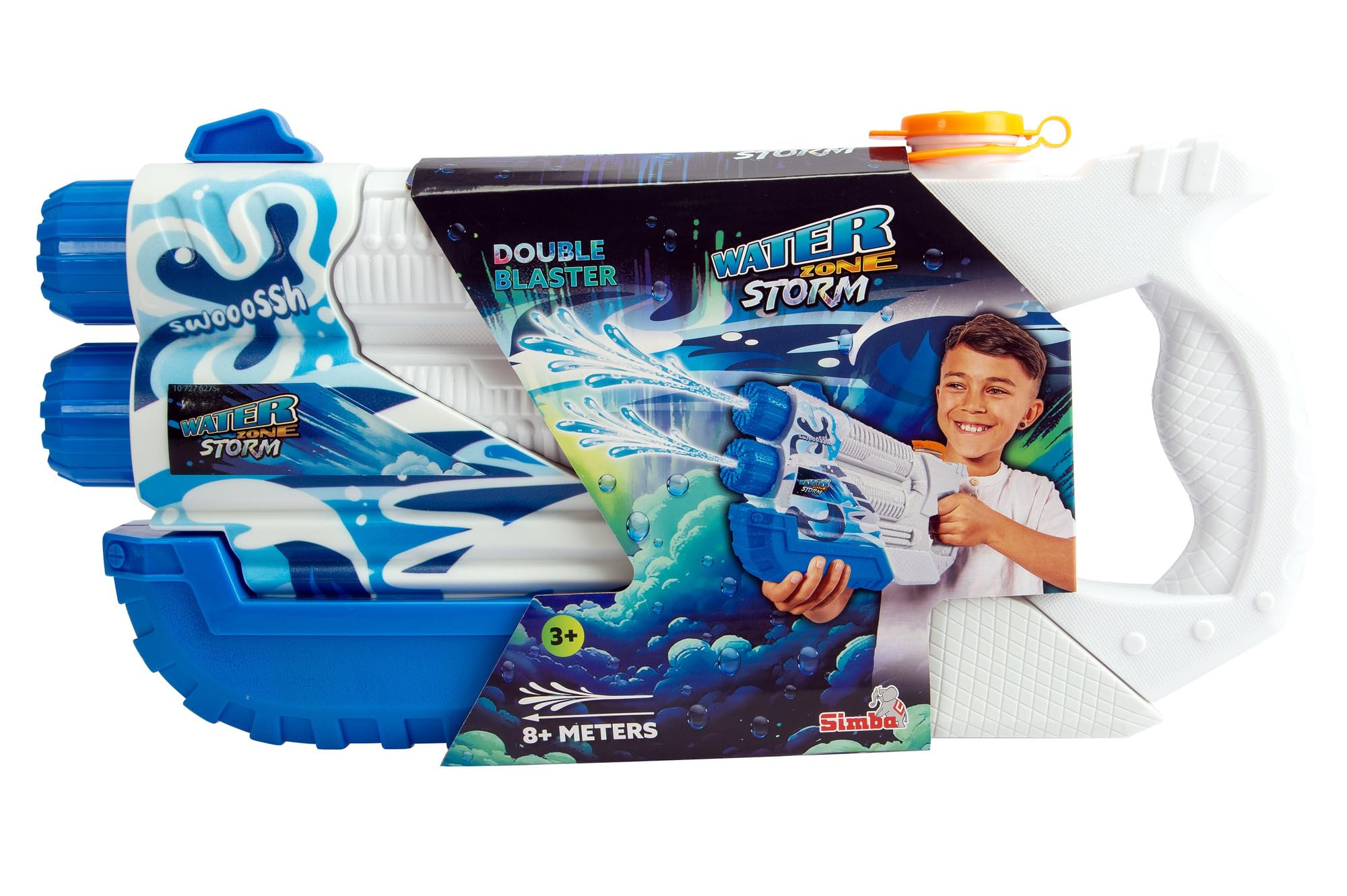 Waterzone Storm Double Blaster, Colour Printed, Pump Mechanism, Double Jet, Tank Volume: 900 ml, Range: 8 m, 36 cm, from 3 Years