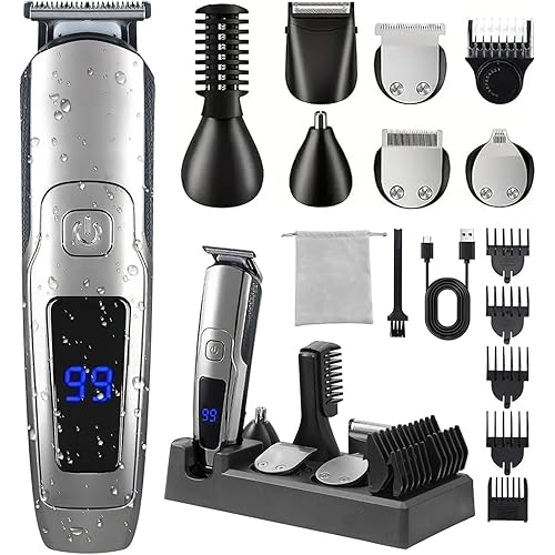 Beard Trimmer for Men, 20 Length Settings, 14-in-1 Cordless Grooming Kit, Waterproof Electric Razor for Men, Hair Trimmer, Nose Hair Trimmer, Cordless Hair Clippers with Travel Bag for Blade Storage