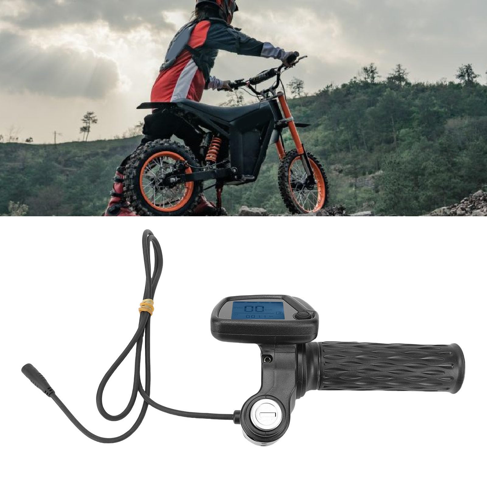 Akozon Gashebel mit Integriertem Display, LCD-Ersatzdrehgas für Elektro-Dirtbike Tuttio Soleil 01 Kugoo Wish 01
