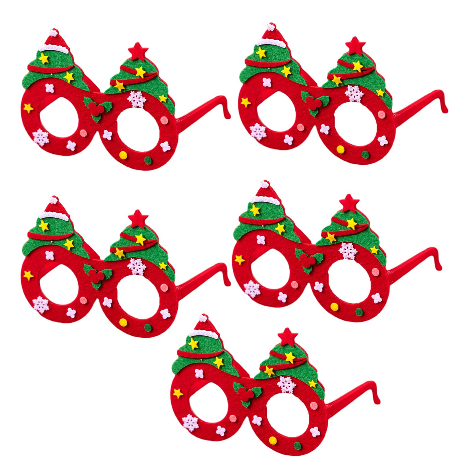 Buxuaaaa 5pcs Christmas Party Glasses Frames Christmas Decoration Novelty Costume Fancy Dress Glasses Eyeglasses Without Lens Decoration