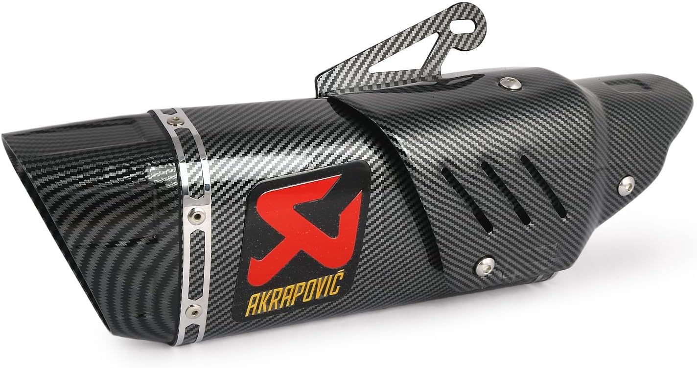Vagary Akrapovic Exhaust Universal Hexa Cut Slip On Exhaust Silencer Muffler Pipe (CARBON BLACK)