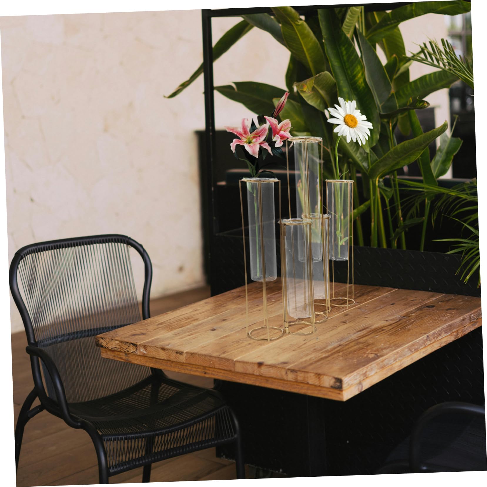 MAGICLULU Vase Hydroponique Verre avec Support Métallique Tubes De Propagation pour Plantes Décoration De Maison Et Bureau
