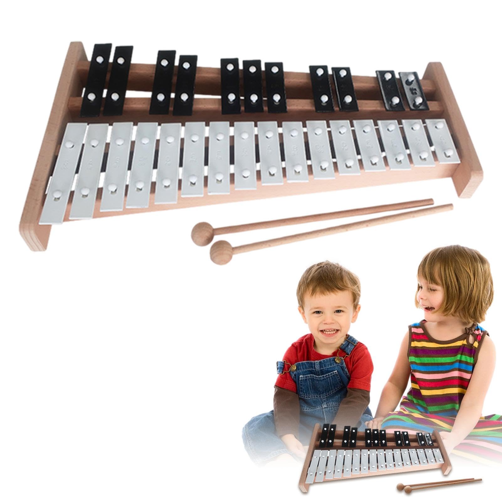 Générique Xylophone Professionnel | Instrument Glockenspiel Petit et Portable, Instrument Glockenspiel éducatif à 27 Notes, améliore la Coordination œil-Main