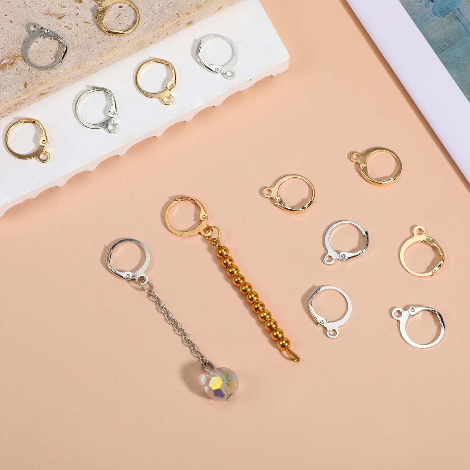 100 Pcs Earring Hooks for Jewelry Making Anti Allergenic Leverback Earring Hooks Hoop Earrings Findings French Ear Wire Lever Back Earwire for Jewelry Making Crafting - Image 5