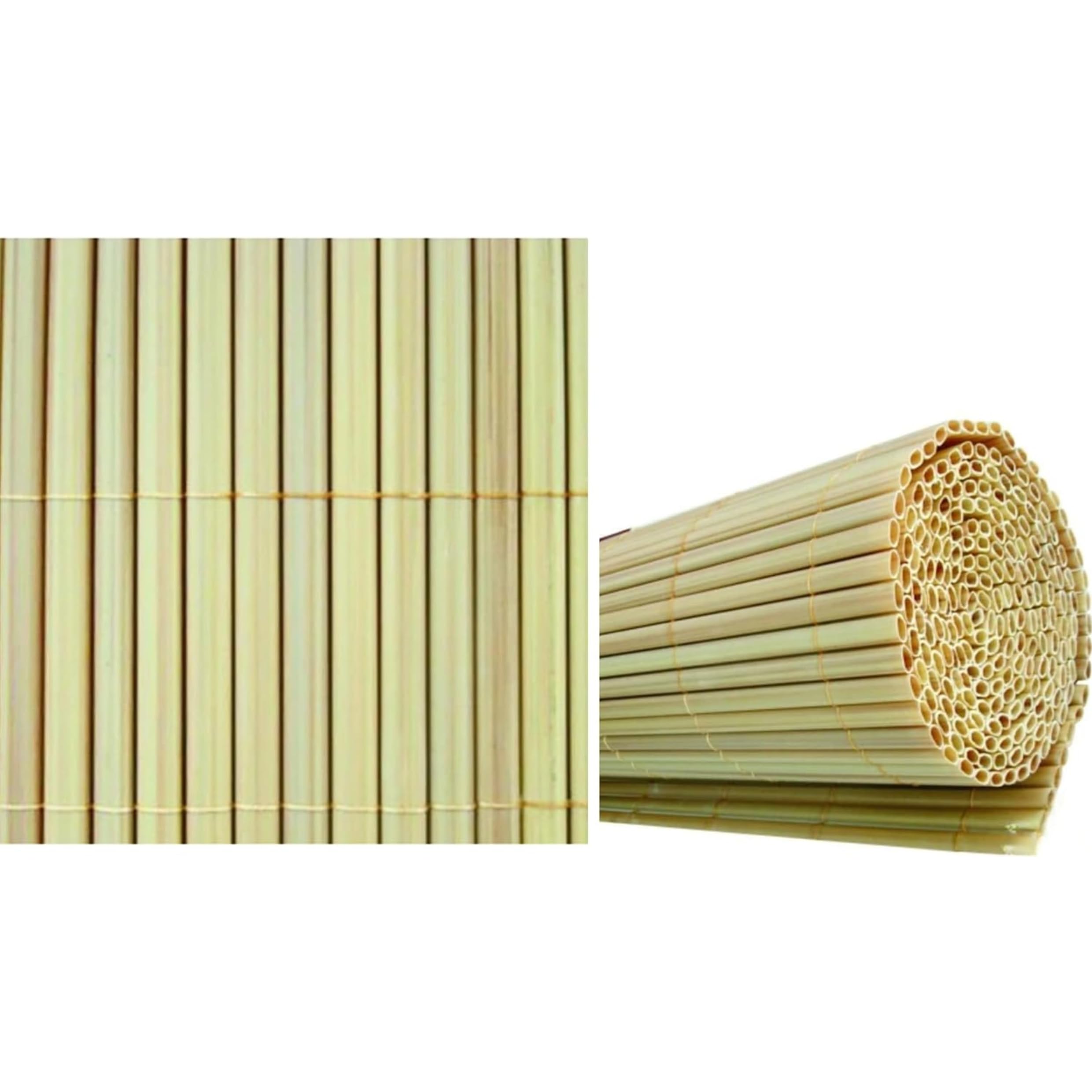 Arella in Pvc Canniccio Recinzione Frangivista Effetto Bamboo con Cordino in Nylon Ideale per Esterno, Giardino,Terrazzo,Balcone Varie Dimensioni (Beige, 2x3MT)