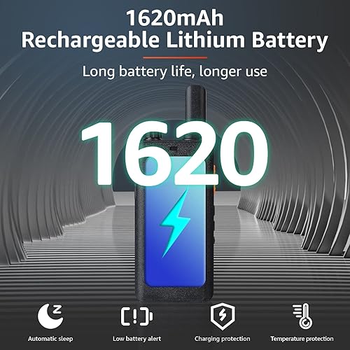 Miniatura 4 de Retevis RT22P, nueva versión de RT22 (paquete de 4) con auricular (paquete de 4), recargable, radio bidireccional FRS compacta, VOX, batería grande