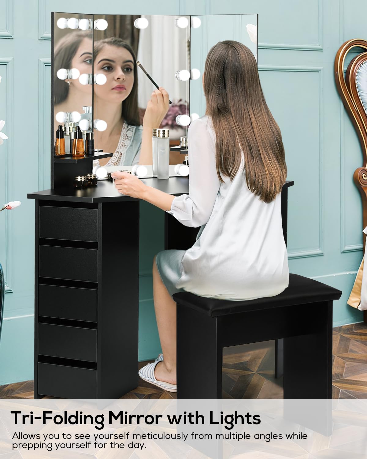 Amazon.com: VOWNER Vanity Desk with Mirror and Lights - Vanity 