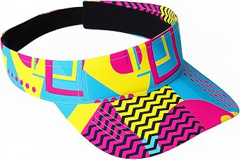 Cindeer 80s Neon Sports Visor Sun Hat for Women Men Visor Retro Adjustable Nylon Cap for 80s 90s Party Golf Sports Xmas Gift