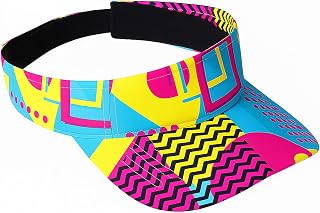 Halloween 80s Neon Sports Visor Sun Hat for Women Men Visor Retro Adjustable Nylon Cap for 80s 90s Party Golf Sports