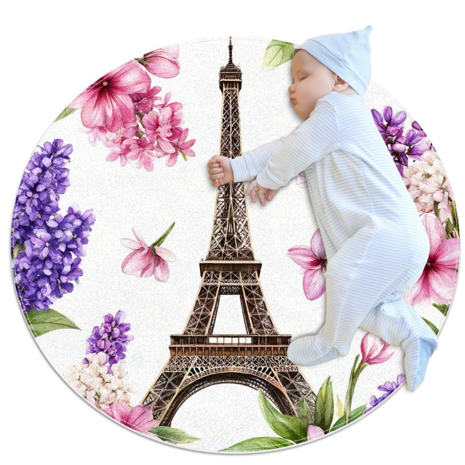 Tapis de salle de bain violet rond de 1m lavande antidérapant