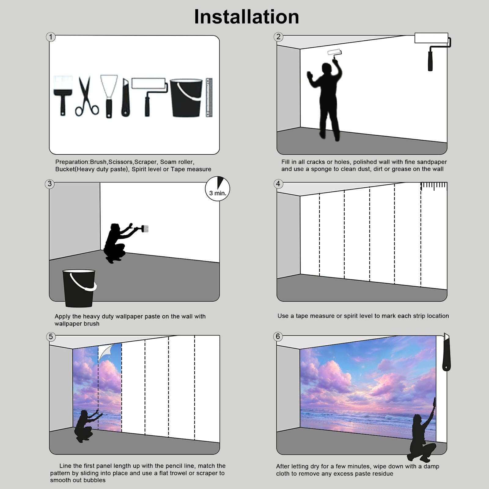 3D Carta Da Parati Panoramica costiero da sogno | 300x210cm Fotomurale in Seta Murali Spiaggia romantica tra le nuvole Per Adulto Camera Dei Bambini, Ristorante Decorazione Grandi Murali Poster