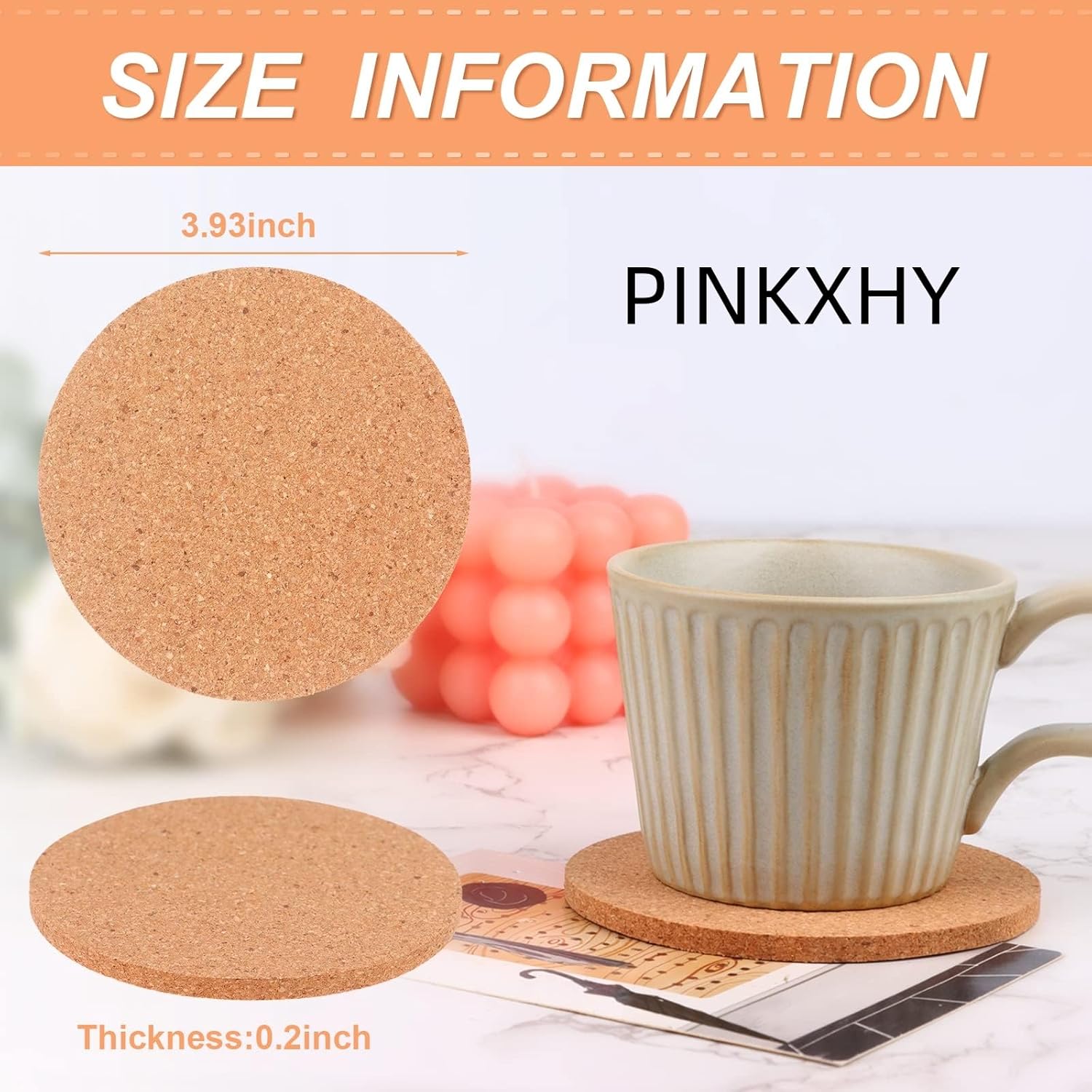 80 PCS Cork Coaster Bulk for Drink Absorbent 4 Inches Tea or Coffee Coaster Set Round Heat Resistant Bar Cup Mat Reusable Table Blank Gift for DIY Craft Holiday Wedding Birthday Party Supply - Image 2
