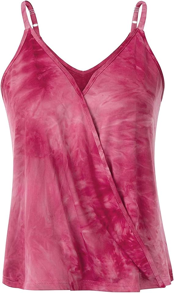 Amazon Miqieer レディース 絞り染め スパゲッティストラップ タンクトップ Vネック セクシー キャミソール ノースリーブ トップス Us サイズ Medium カラー ピンク キャミソール タンクトップ 通販