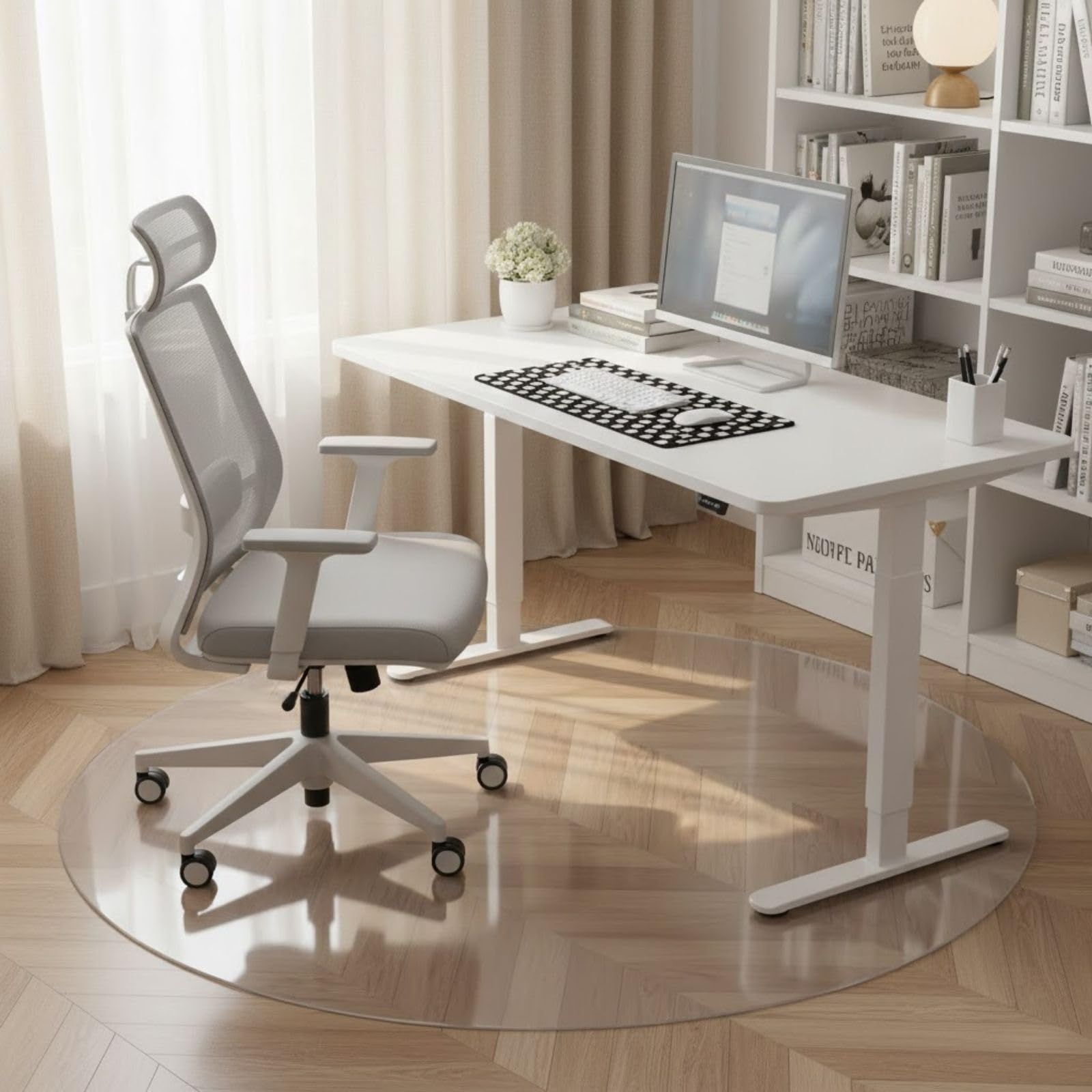 Tapis de chaise de bureau transparent pour moquette et planchers en bois dur rond de 150 cm pour chaises roulantes, tapis de bureau – Idéal pour la maison et le bureau