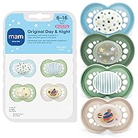 Vista 1 de MAM Chupetes nocturnos (2 unidades), chupetes MAM de más de 6 meses, el mejor chupete para bebés amamantados y chupete original para bebé