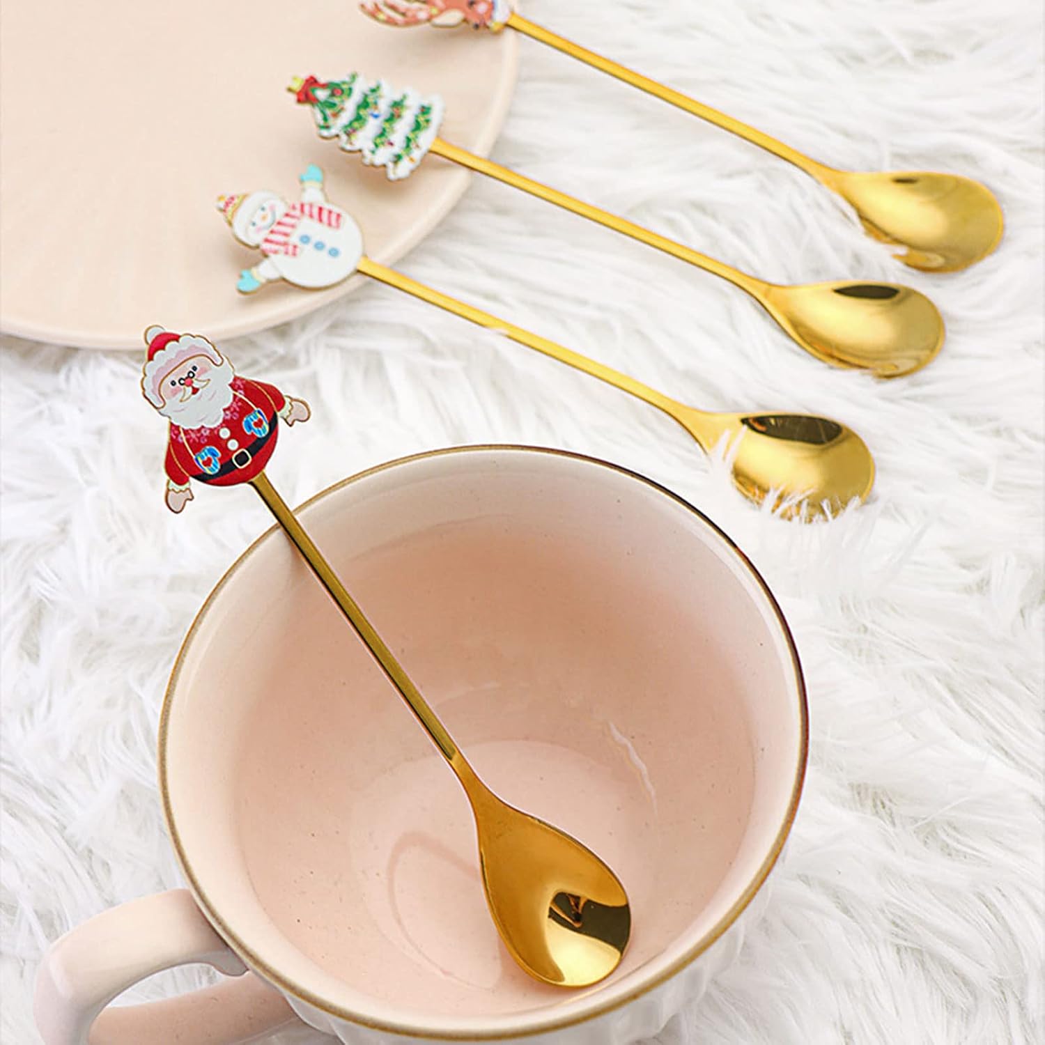 4pcs/set Stainless Steel Spoon Fork Christmas Gifts Kitchen Accessories Tableware Decoration For Party Christmas Spoons