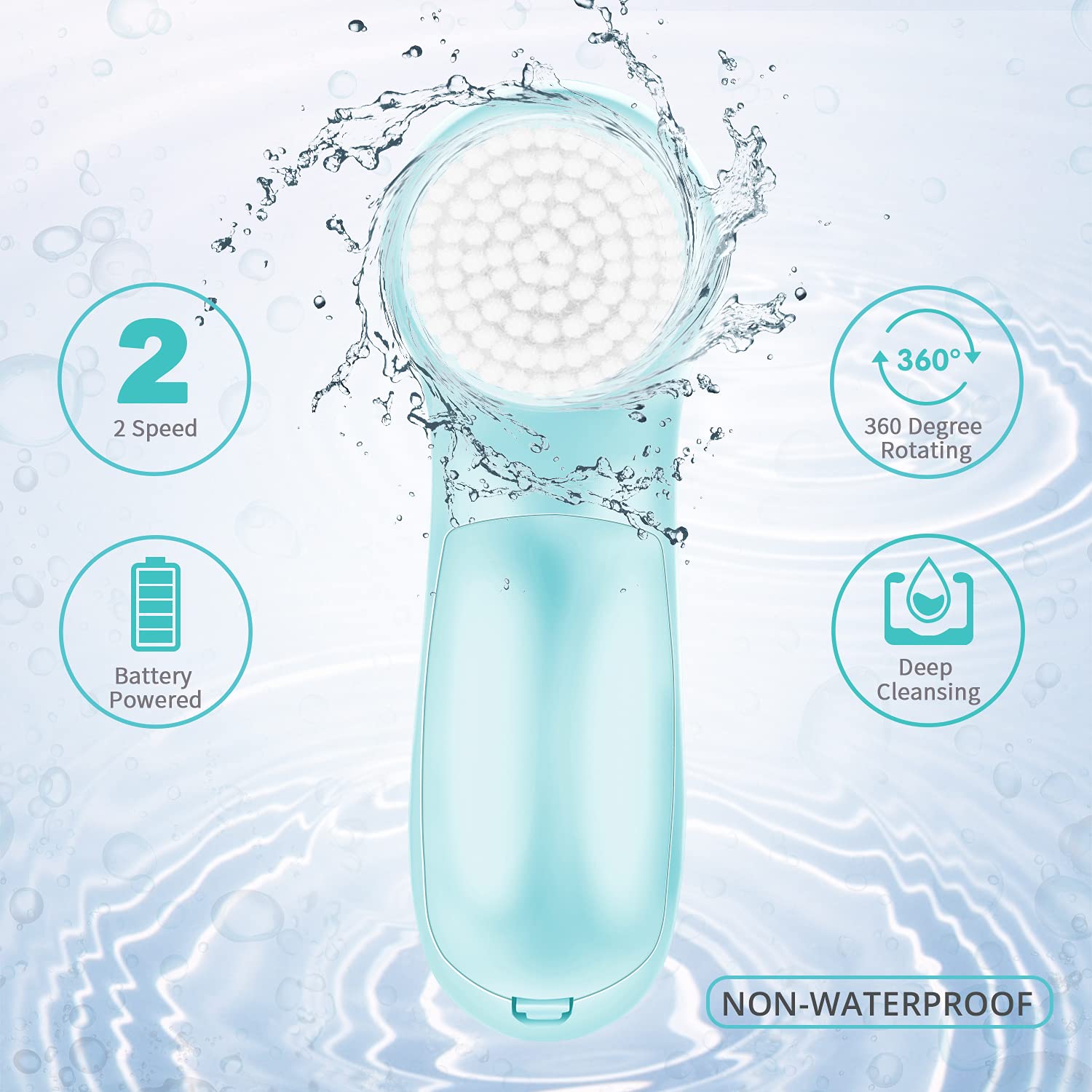 Electric Facial Cleansing Brush 7 in 1 - Fabuday Face Skin Spin Brush for Deep Cleansing, Gentle Exfoliating, Blackhead Removing and Massaging, Battery Operated Facial Cleanser Brush : Everything Else