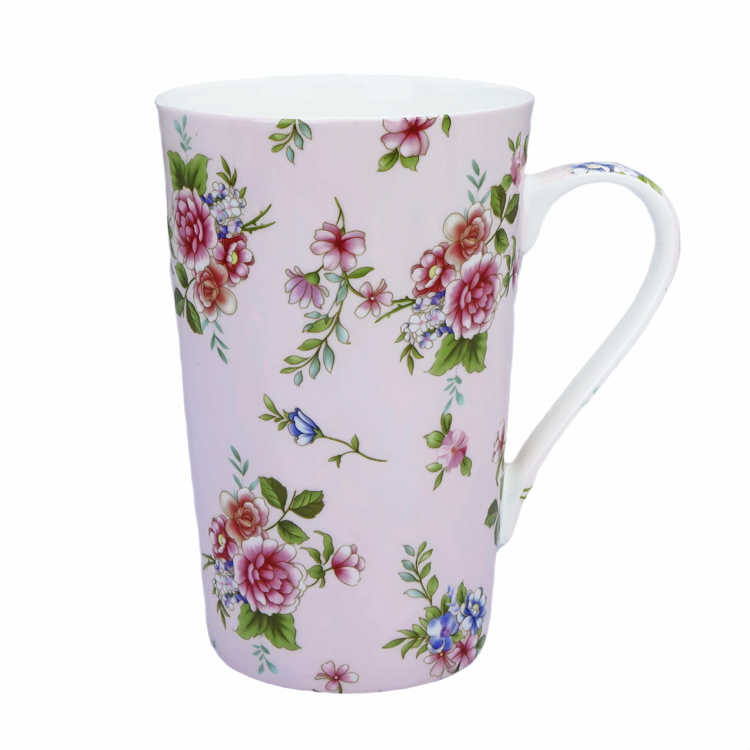 YUESITE 13oz Bone China Tall Coffee Mug for Women Floral Coffee Mug Tea Cups Coffee Cups Gift for Women Mom Friends