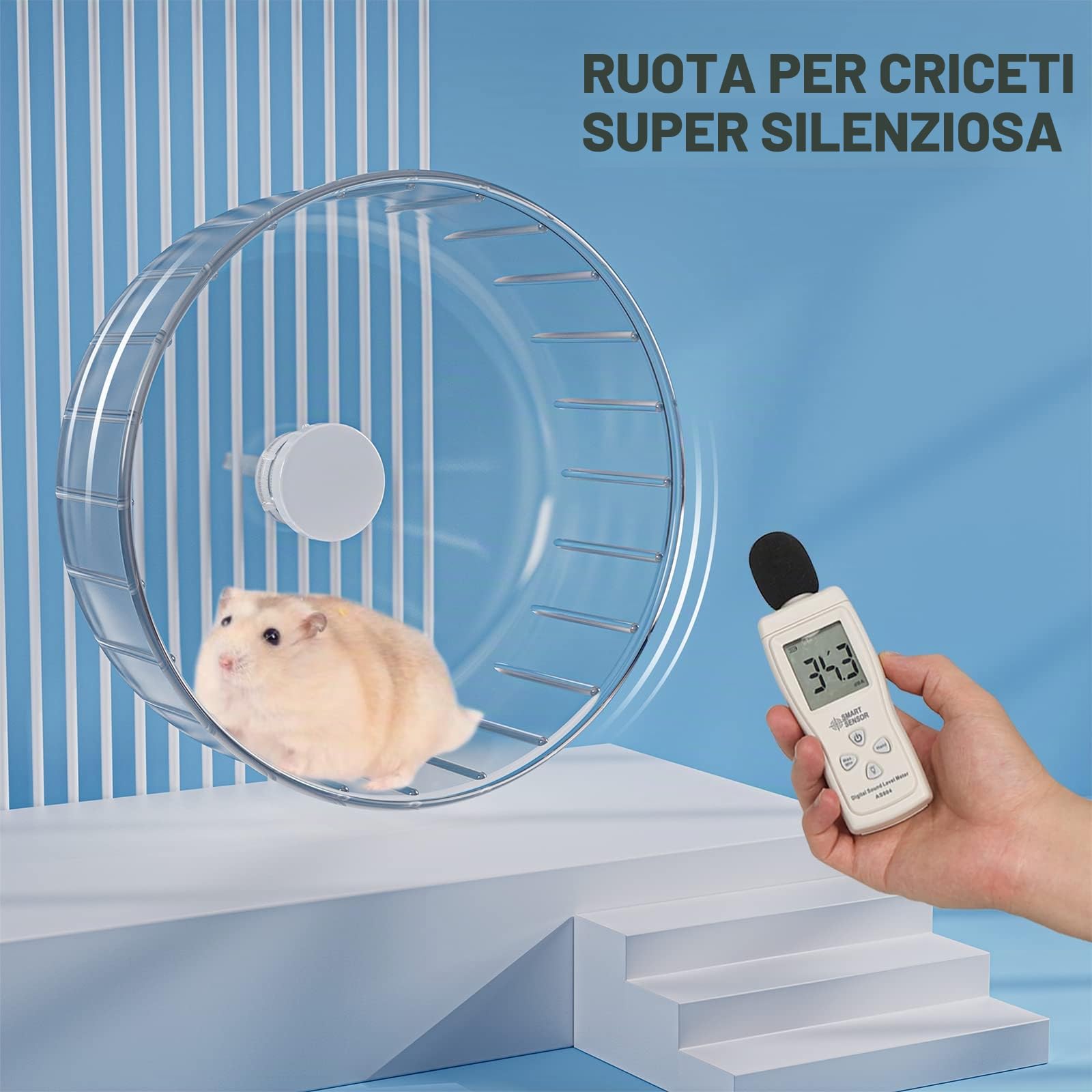 BUCATSTATE Ruota Criceto, 17cm Super Silenziosa Ruota da Corsa Trasparente per Criceti Piccoli Animali Domestici Criceto Gerbil