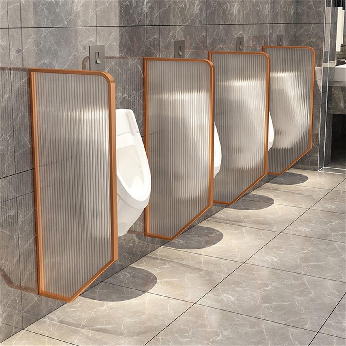 ZSPINJIAWall-Mounted Urinal Partition, Men's Toilet Urinal Divider, Urinal Privacy Screen, Urinal Baffle Partition, Translucent Glass Panel Partition Room Dividers for Bathroom/Hotel/Public(Orange,1p