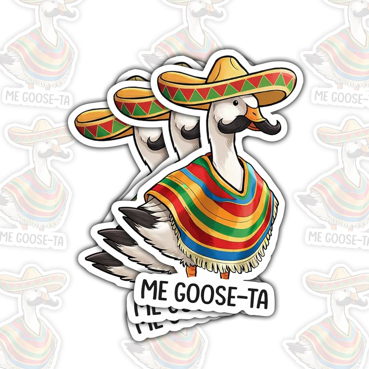 Autocollant oie Me Goose Ta lot de 3 stickers mexicains étanches humour