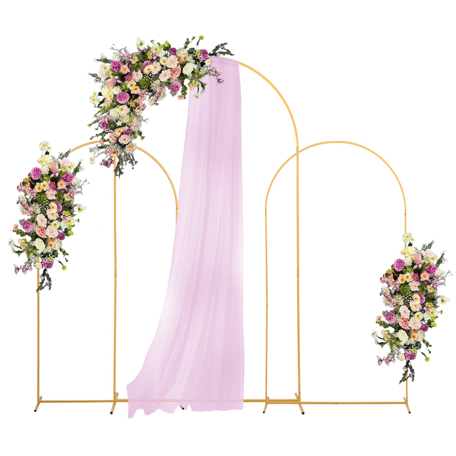 Metal Arch Backdrop Stand Set of 3 Gold (7.2FT+6FT+6FT) Wedding Arch Stand Balloon Arched Frame for Birthday Party Baby Shower Graduation Ceremony Decoration