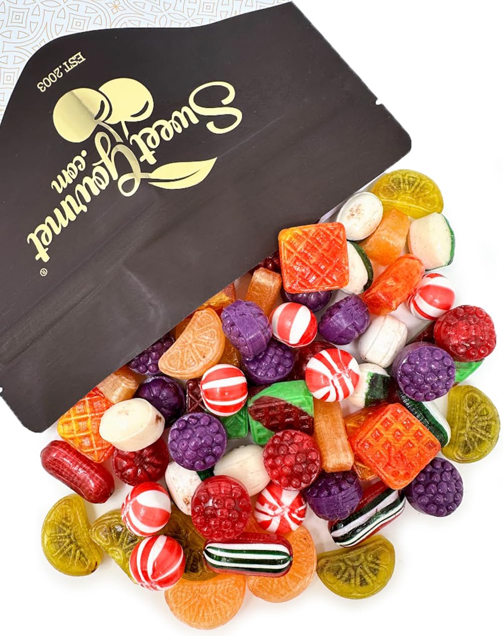SweetGourmet Christmas Hard Candy 50-50 Mix, Chocolate Filled and Solid Candies, Assorted Flavors, 2-Pound Bag