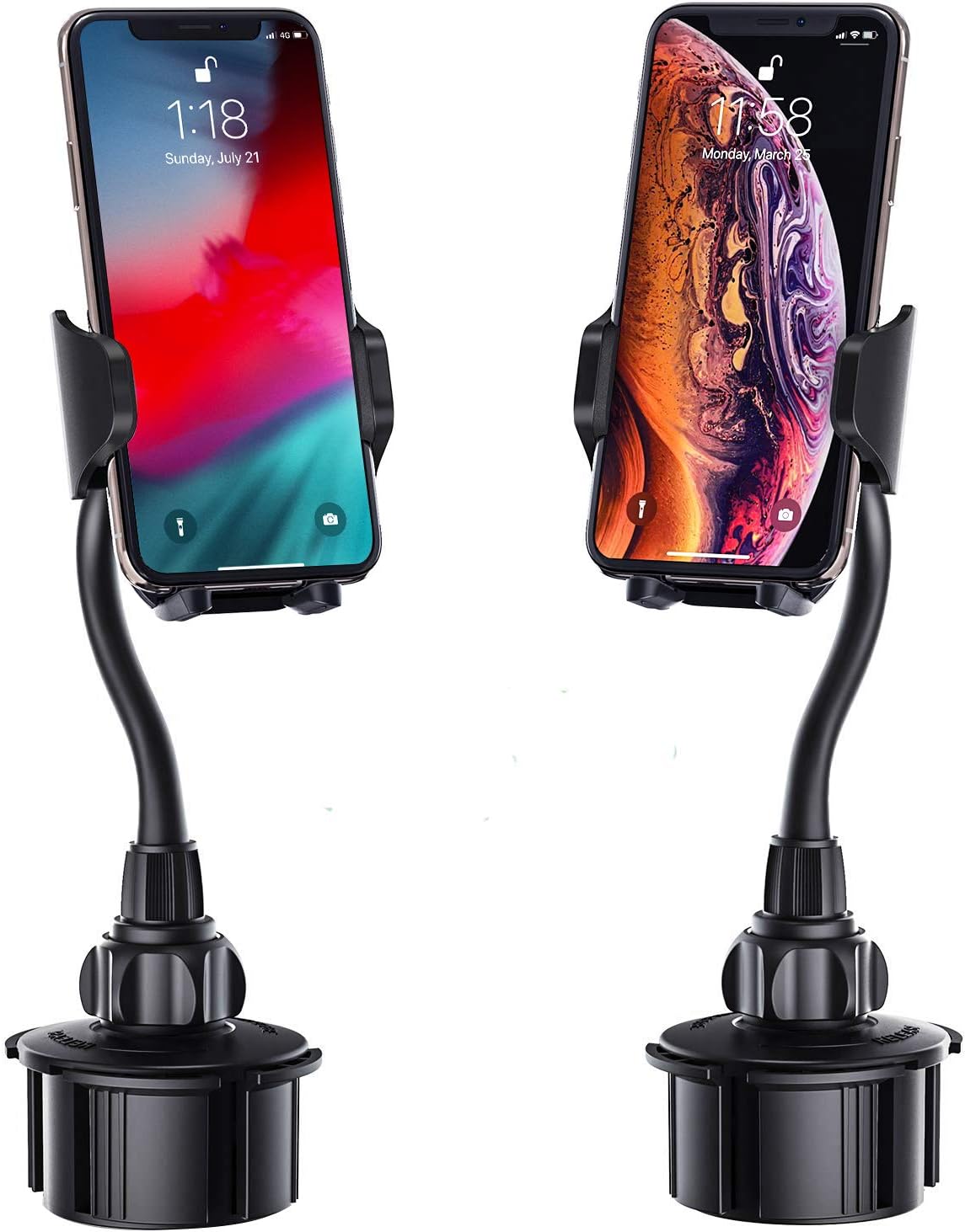 Cell Phone Holder for Car, [2 Pack] Adjustable Gooseneck Car Phone Mount Universal Phone Holder Compatible with iPhone 11 Pro 11 Pro Max 11 XS Max XR X 8 8+ 7 7+ 6s 6+ 6,Galaxy S10 S9 Note 10 etc